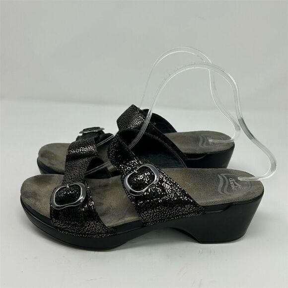 Dansko Women's Black Wedge Heel Slip-On Sandals Size 39 (US 8.5-9) Summer - Picture 6 of 12